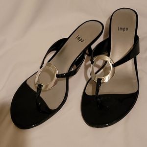 Impo Black Kitten Heel Sandals Size 10